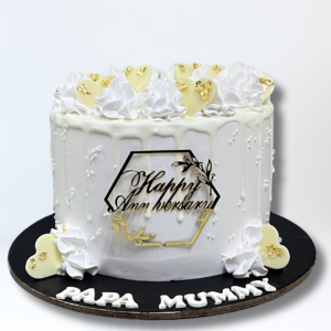 Dripping White Heart Anniversary Cake